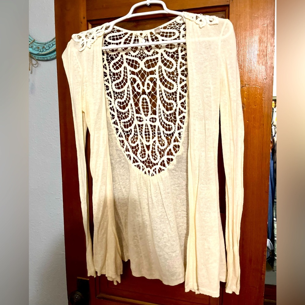 Lace back lightweight sweater